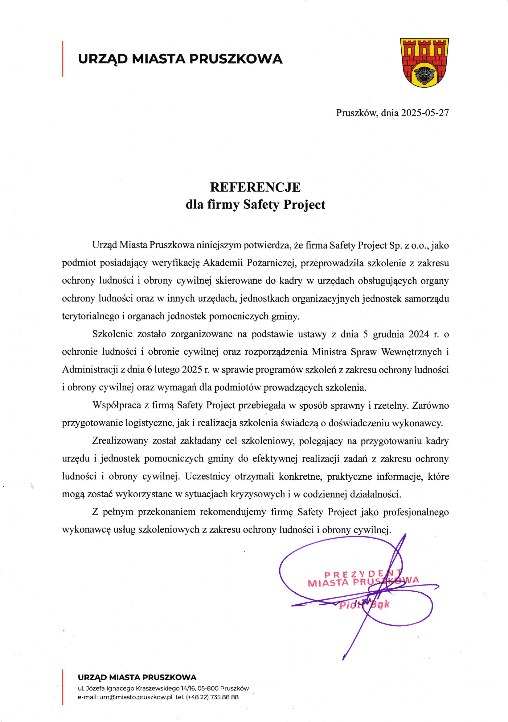 Referencje UM Pruszków OL i OC-1