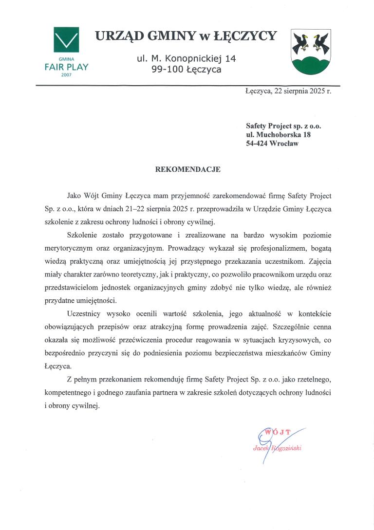 Referencje - 2025-08-22 - UG Łęczyca - dla Safety Project